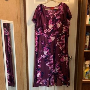 Jennifer Lopez Purple Floral Midi Dress